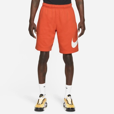 Shop Nike Sportswear Club Men's Graphic Shorts In Team Orange,team Orange