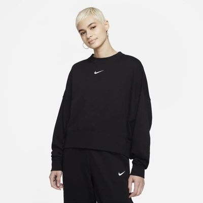 Shop Nike Women's  Sportswear Collection Essentials Oversized Fleece Crew Sweatshirt In Black