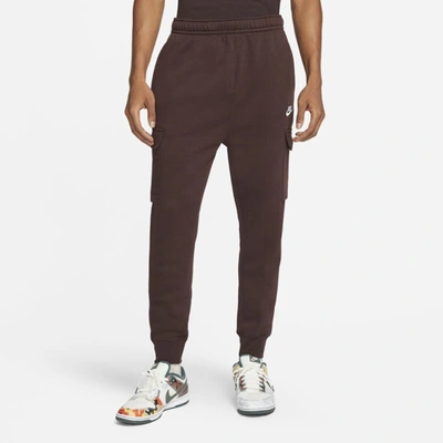 Shop Nike Sportswear Club Fleece Men's Cargo Pants In Brown Basalt,brown Basalt,white