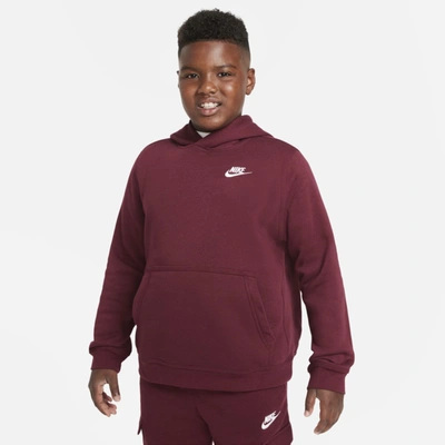 Shop Nike Sportswear Club Fleece Big Kids' (boys') Pullover Hoodie (extended Size) In Red