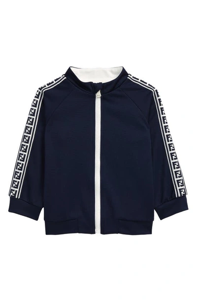 Shop Fendi Ff Logo Track Jacket In Navy