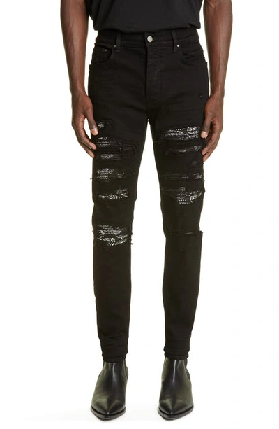 Shop Amiri Bandana Thrasher Ripped Skinny Jeans In Black