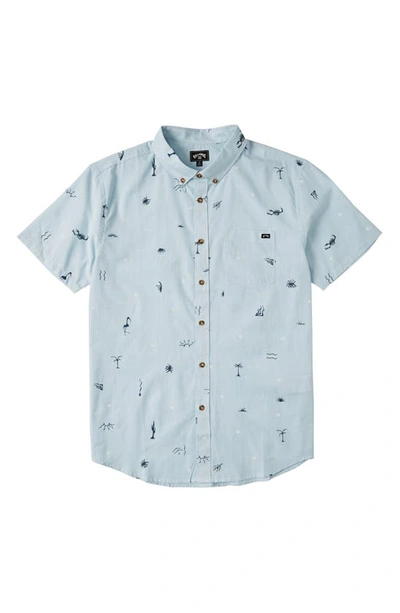 Shop Billabong Sundays Mini Short Sleeve Button-down Shirt In Sky Blue