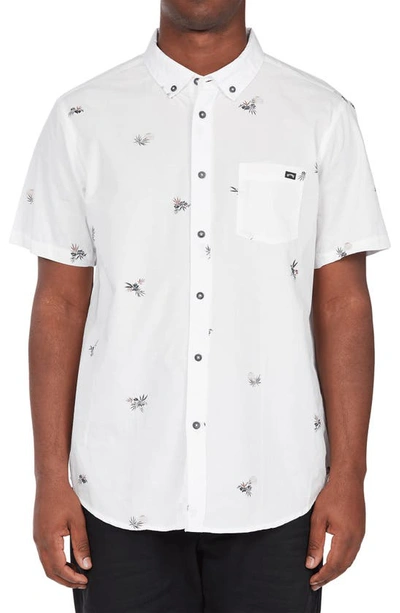 Shop Billabong Sundays Mini Short Sleeve Button-down Shirt In Off White