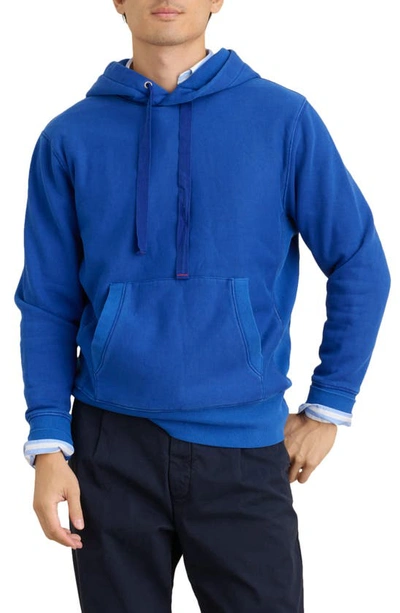 Shop Alex Mill Waffle Lined Fleece Hoodie In Cobalt