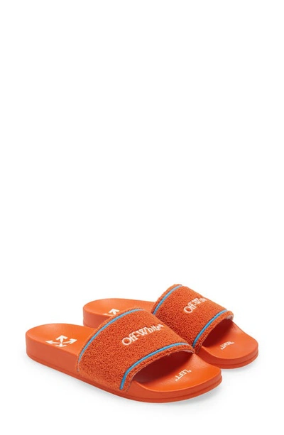 Off-white Orange Towel Logo Slides In Orange/ White