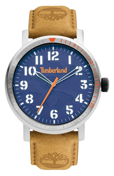 Shop Timberland Topsmead Leather Strap Watch, 44mm In Wheat