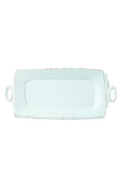 Shop Vietri Lastra Handled Rectangular Platter In Aqua