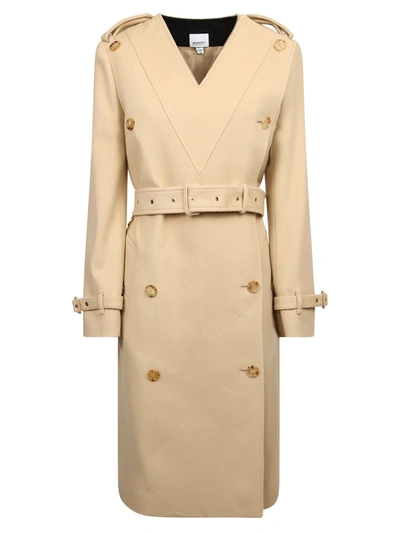 Shop Burberry Double-breasted Coat In Beige