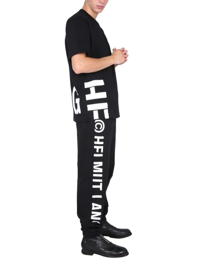 Shop Helmut Lang Jogging Pants With Logo Print In Black