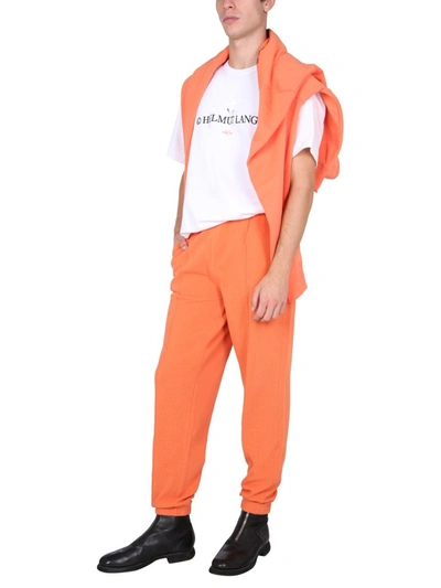 Helmut Lang Logo-print Tapered Joggers In Orange