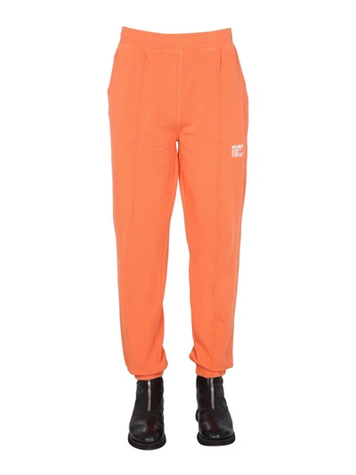 Helmut Lang Logo-print Tapered Joggers In Orange