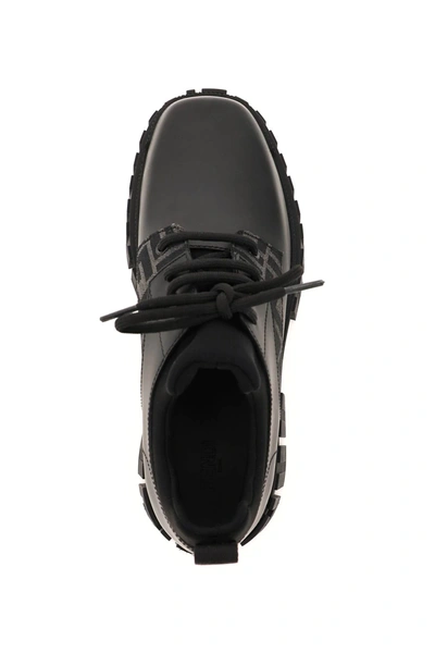 Shop Fendi Force Leather Derby Shoes In Black