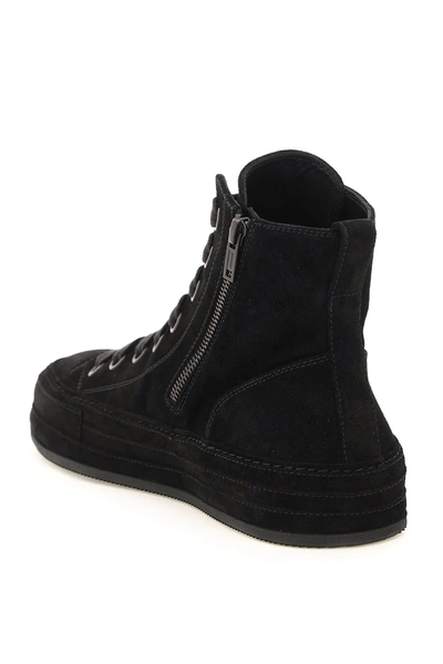 Shop Ann Demeulemeester Raven Suede Leather Hi-top Sneakers In Black