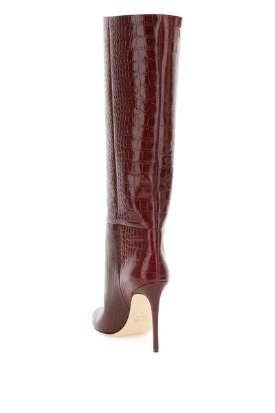 Shop Paris Texas Croco-embossed Leather Stiletto Boots In Red,black