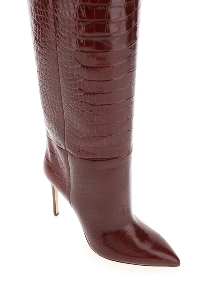 Shop Paris Texas Croco-embossed Leather Stiletto Boots In Red,black