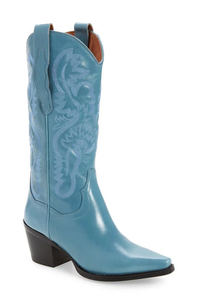 Shop Jeffrey Campbell Dagget Western Boot In Blue Leather