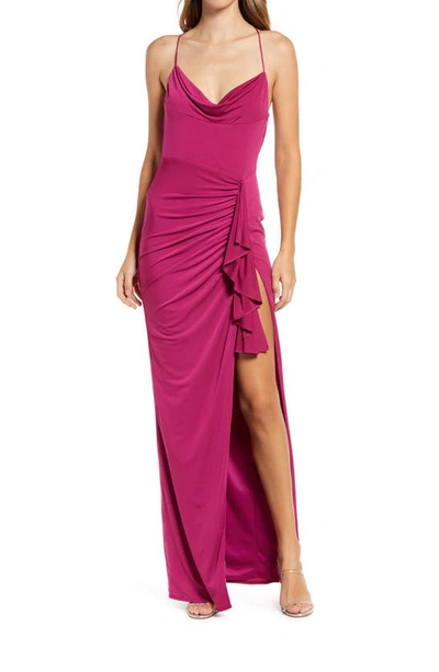 Shop Katie May So Juicy Ruched Gown In Pink Peacock