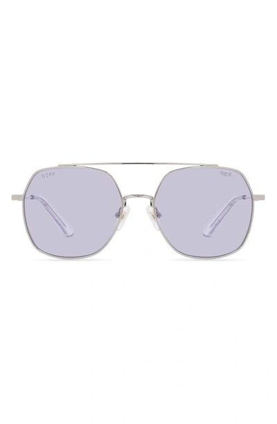 Shop Diff H.e.r. Paradise 60mm Aviator Sunglasses In Silver / Lavender