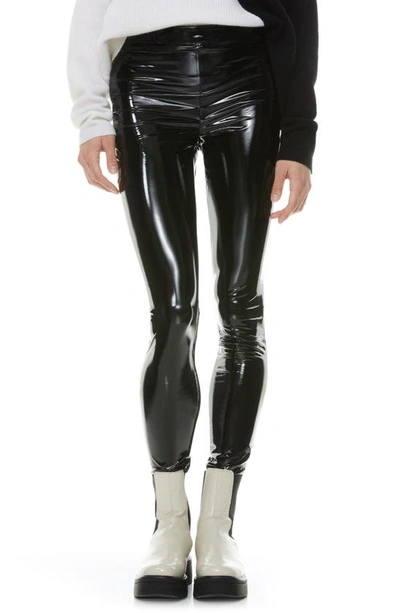 Shop Alice And Olivia Maddox Faux Patent Leather Legging In Black