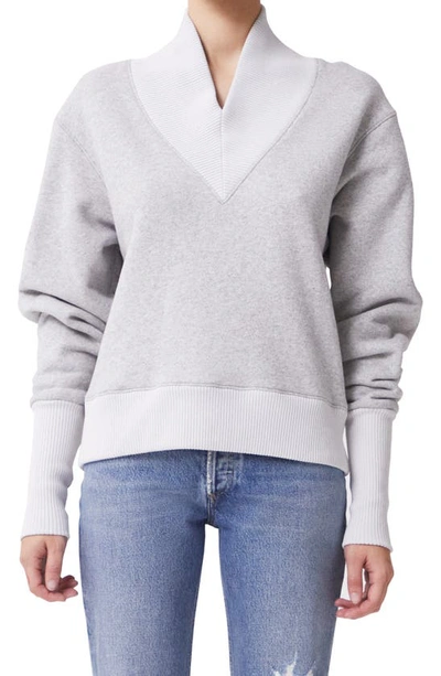 Shop Agolde Klara V-neck Sweatshirt In Grey Heather