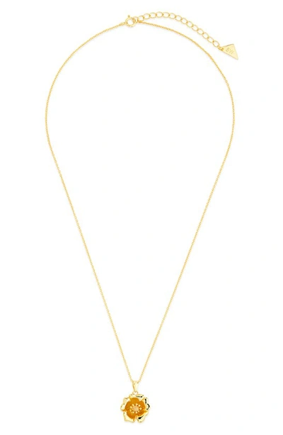 Shop Sterling Forever Poppy Flower Pendant Necklace In Gold