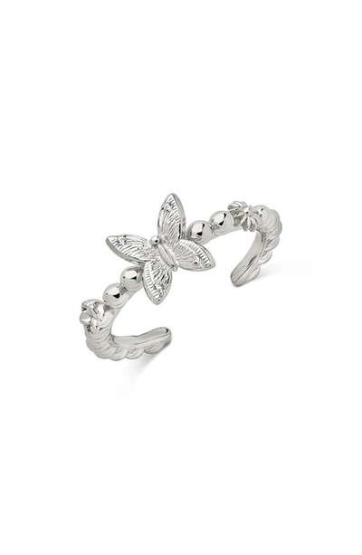 Shop Sterling Forever Into The Garden Beaded Open Ring In Silver