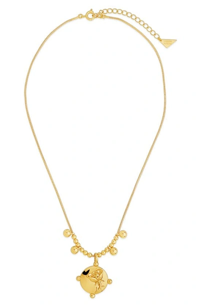 Shop Sterling Forever Fleur Pendant Necklace In Gold
