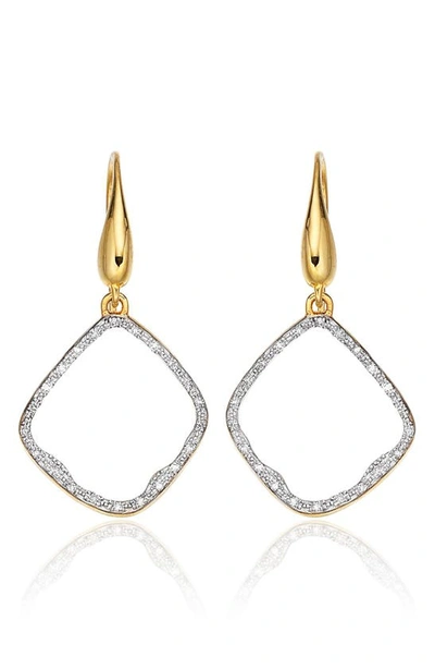 Shop Monica Vinader Riva Diamond Hoop Drop Earrings In Yellow Gold
