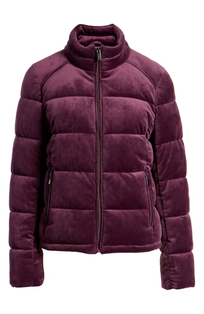 Shop Marc New York Velvet Puffer Jacket In Spiced Plum