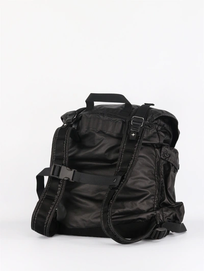 Shop Stone Island Backpack In Black Rubberized Muslin