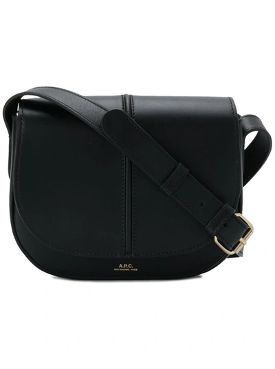 Shop Apc Sac Demi Lune Crossbody Bag In Black Leather With Logo