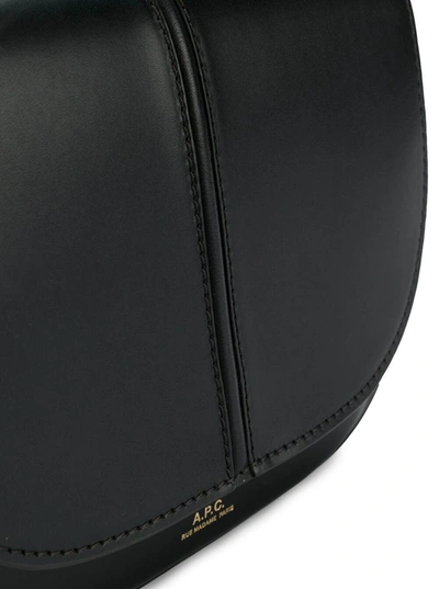 Shop Apc Sac Demi Lune Crossbody Bag In Black Leather With Logo