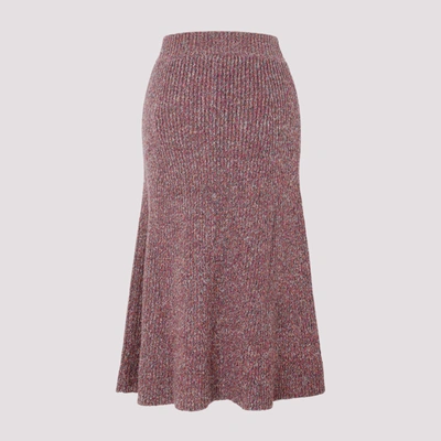 Shop Chloé Knitted Midi Skirt In Pink &amp; Purple
