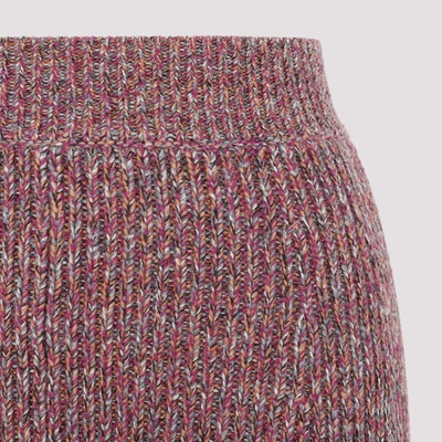 Shop Chloé Knitted Midi Skirt In Pink &amp; Purple