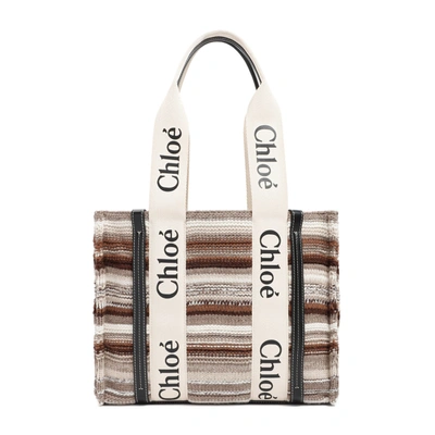 Shop Chloé Woody Bag In Nude &amp; Neutrals