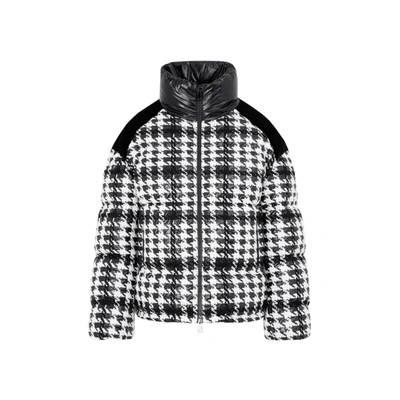 Moncler Erine Houndstooth Check Down Puffer Jacket In Black