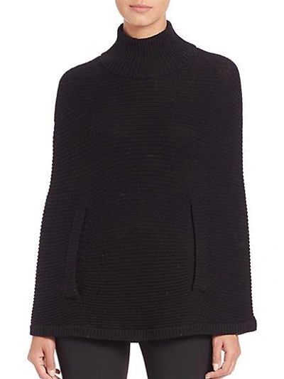 Shop Halston Heritage Mockneck Knit Poncho In Black