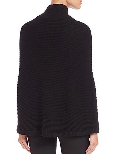 Shop Halston Heritage Mockneck Knit Poncho In Black