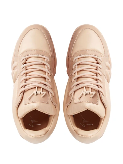 Shop Giuseppe Zanotti Talon Mid-top Leather Sneakers In Pink