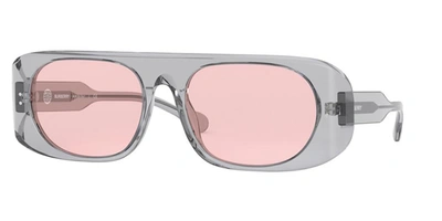 Shop Burberry Pink Rectangular Ladies Sunglasses Be4322 38825 57 In Grey,pink