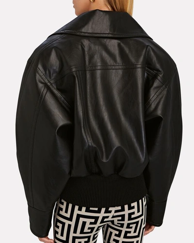 Shop Balmain Oversized Faux Leather Jacket In Black