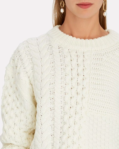 Shop Proenza Schouler White Label Patchwork Cable Knit Sweater In Ivory
