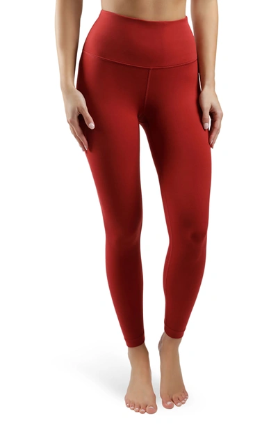 Yogalicious Powerlux High Rise Ankle Crop Leggings In Sangria