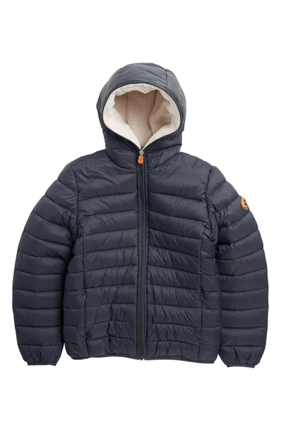 Shop Save The Duck Kids' Giga Faux Fur Lined Hooded Puffer Coat In 1177 Grey Black