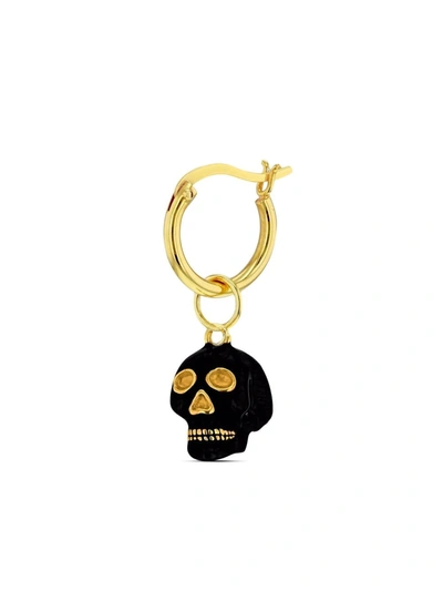 Shop True Rocks Skull Hoop Earring In Black