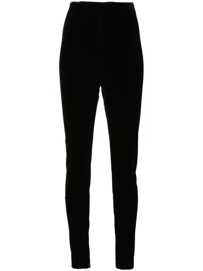 Shop Saint Laurent High-waisted Tailored Velvet Leggings In 1000 -noir