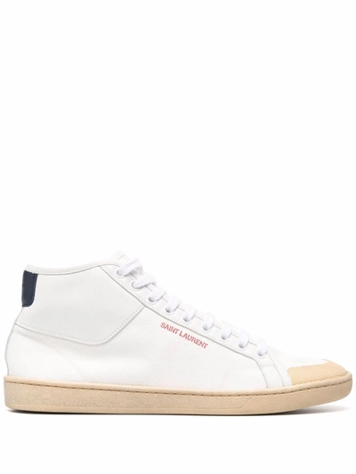 Shop Saint Laurent Lace-up High-top Sneakers In White