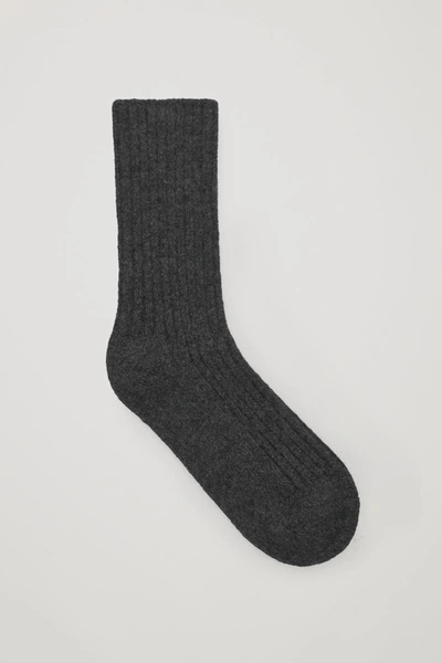 Shop Cos Ribbed Cashmere Socks In Grey
