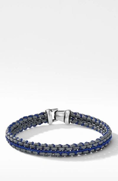 Shop David Yurman Woven Box Chain Bracelet In Grey/ Blue